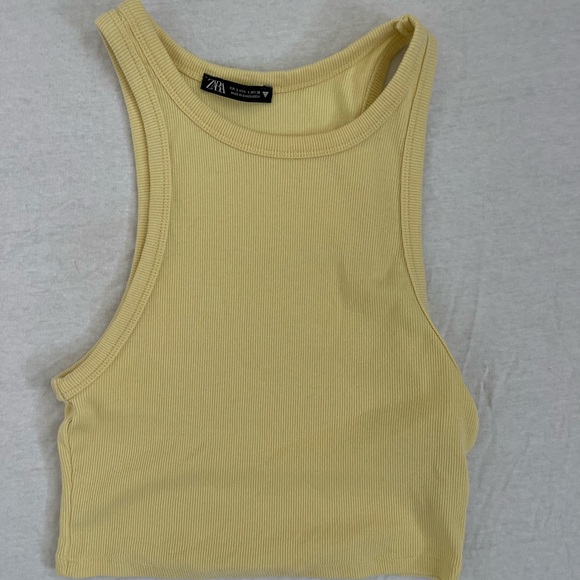 Yellow Zara Basic Rib Tank Top L - Picture 2 of 3
